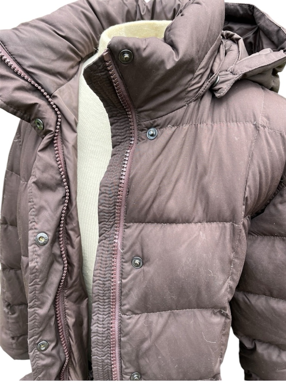 Lands End Women’s Brown Puffer Jacket with Hood size small 6-8